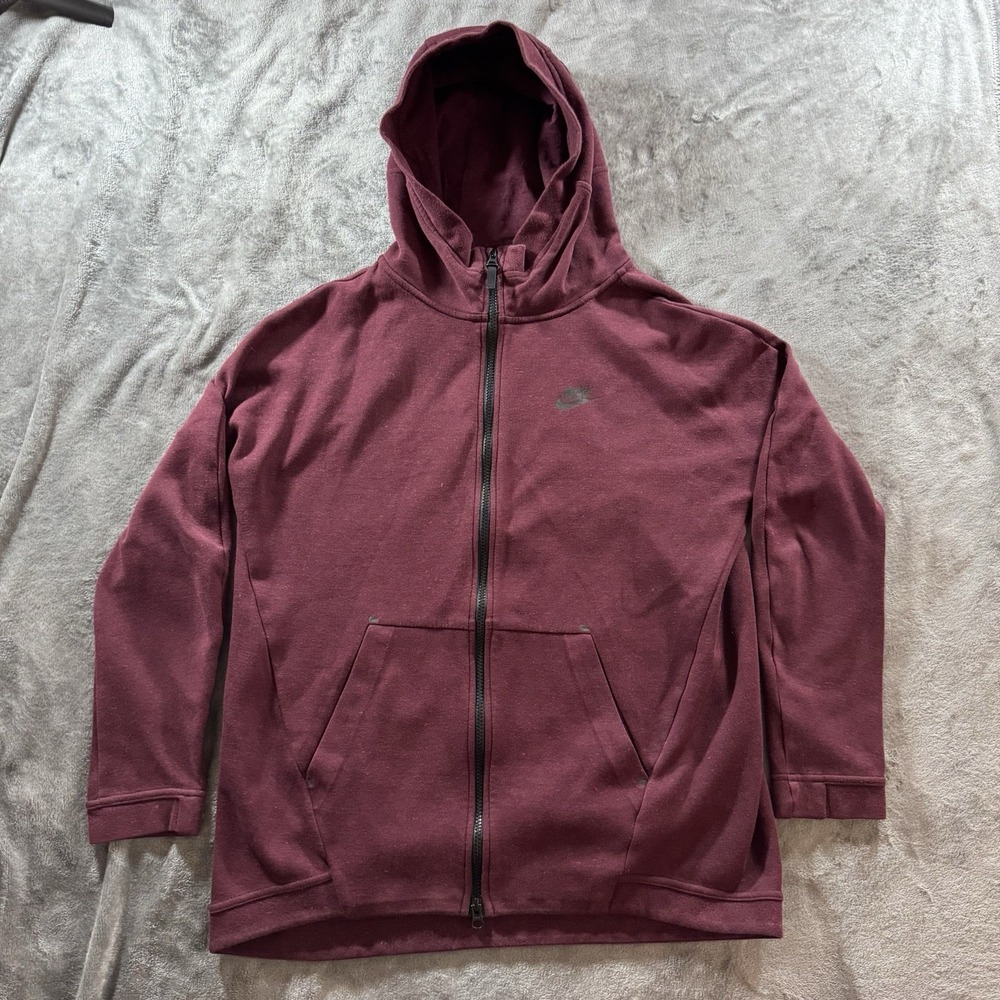 Nike Tech Jacket Womens Small Burgundy Full Zip Hoodie Athleisure Gym Running